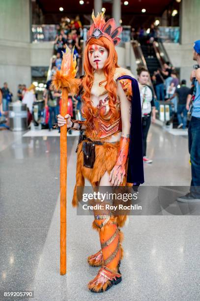 Fan cosplays the Pokemon Florian during the 2017 New York Comic Con - Day 4 on October 8, 2017 in New York City.