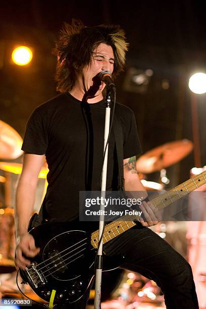 Jaime Preciado of Pierce The Veil performs at the Emerson Theater on April 11, 2009 in Indianapolis, Indiana.