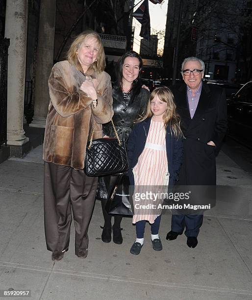 Helen Scorsese, Domenica Cameron-Scorsese, Francesca Scorsese and Martin Scorsese are seen after Easter dinner in midtown restaurant April 12, 2009...