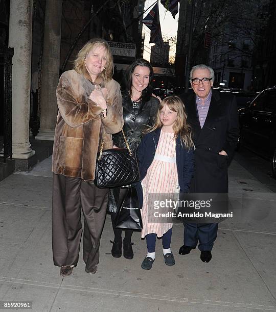 Helen Scorsese, Domenica Cameron-Scorsese, Francesca Scorsese and Martin Scorsese are seen after Easter dinner in midtown restaurant April 12, 2009...