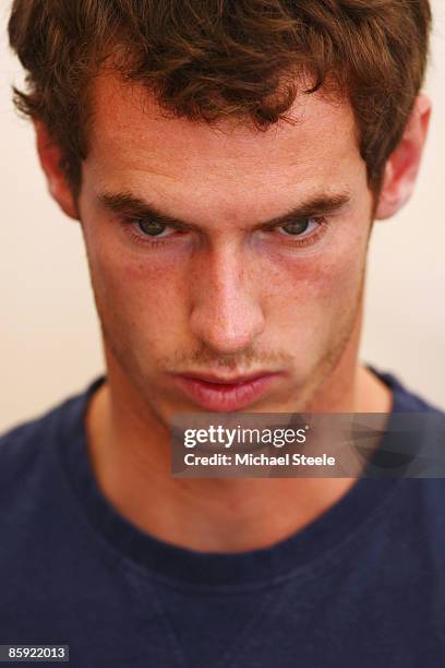 Andy Murray of Great Britain attends a media day during day one of the ATP Masters Series at the Monte Carlo Country Club on April 13, 2009 in Monte...