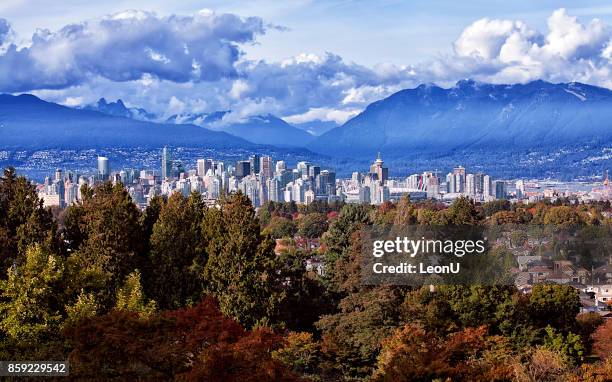 autumn view of vancouver city, canada - park panoramic stock pictures, royalty-free photos & images