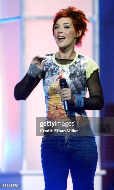 Nikki McKibbin performs during the "American Idol in Vegas" concert at the MGM Grand Garden Arena September 18, 2002 in Las Vegas, Nevada.