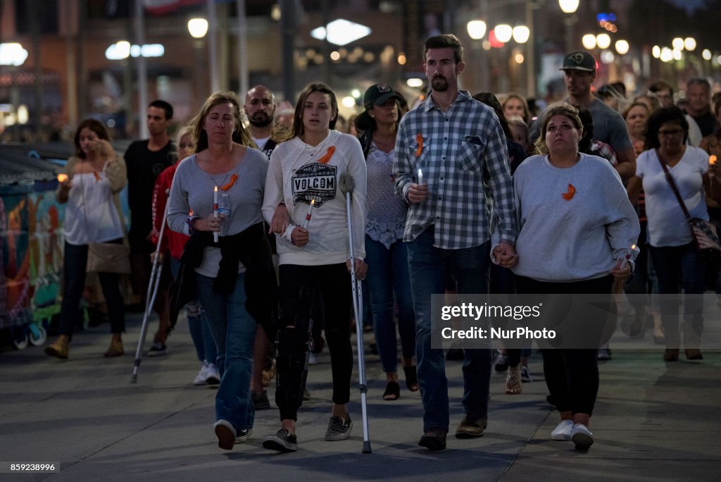 Las Vegas Shooting Victims Vigil in Huntington Beach California