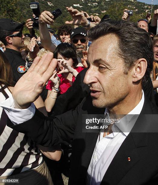 French President Nicolas Sarkozy attend the trophy ceremony of the first edition of the Virginio Bruni-Tedeschi sailing trophy, a fund-raising event...