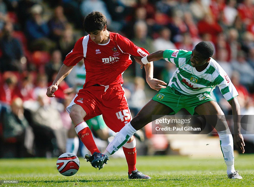 Cheltenham Town v Yeovil Town