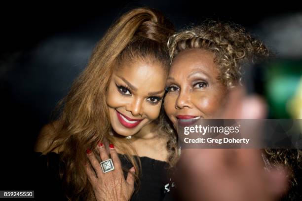 Singer-songwriter Janet Jackson meets Singer-songwriter and Actress Ja'net Dubois at the Janet Jackson's State Of The World Tour After Party at Lure...