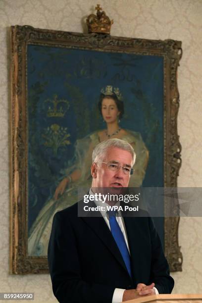 Britain's Defence Secretary, Michael Fallon speaks at an event on mental health at the Ministry of Defence on October 9, 2017 in London, England.