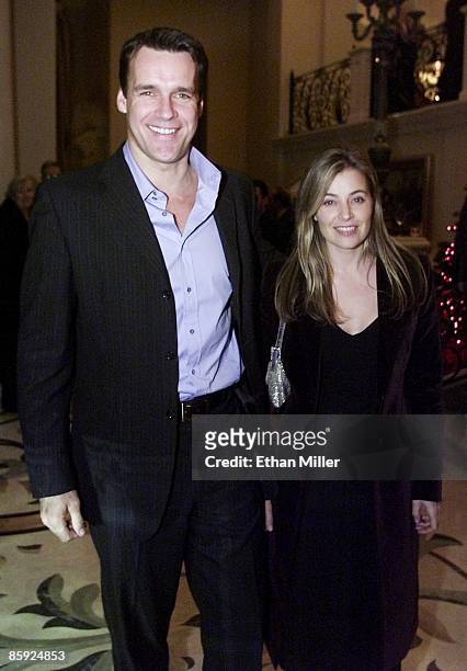 Actor David James Elliott and his wife Nancy Elliott arrive at the grand opening party for The Stirling Club December 14, 2001 in Las Vegas, Nevada....