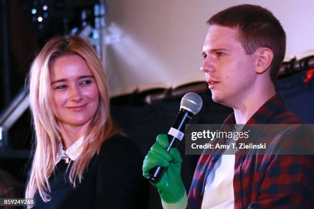 Actors Amy Shiels and Jake Wardle answer questions on stage during the Twin Peaks UK Festival 2017 at Hornsey Town Hall Arts Centre on October 8,...