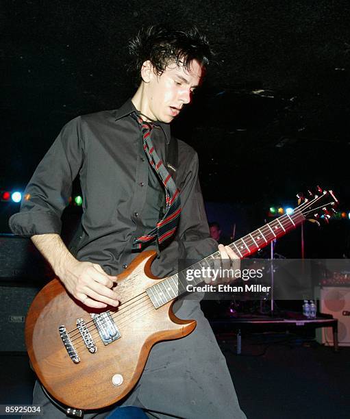 Taproot guitarist Michael DeWolf performs as the band kicks off its tour in support of the upcoming album, "Welcome" at The Castle August 13, 2002 in...