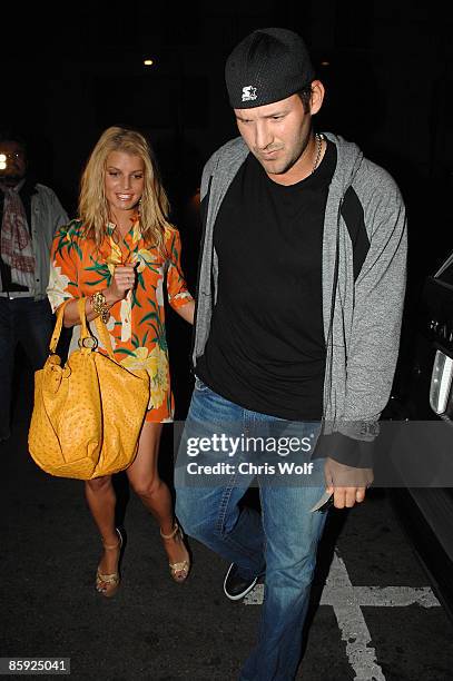 Singer Jessica Simpson and quarterback Tony Romo sighting on April 11, 2009 in Hollywood, California.