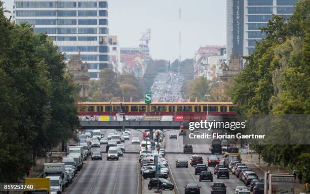 The city railway of Berlin is pictured above the Bismarckstrasse on October 07, 2017 in Berlin, Germany.