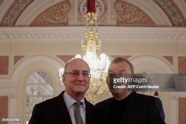Director general of the Bolshoi Theatre Vladimir Urin and general manager of the Metropolitan Opera Peter Gelb give a press conference on the joint...