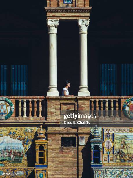 plaza de espana i sevilla, spanien. - tunnvalv bildbanksfoton och bilder