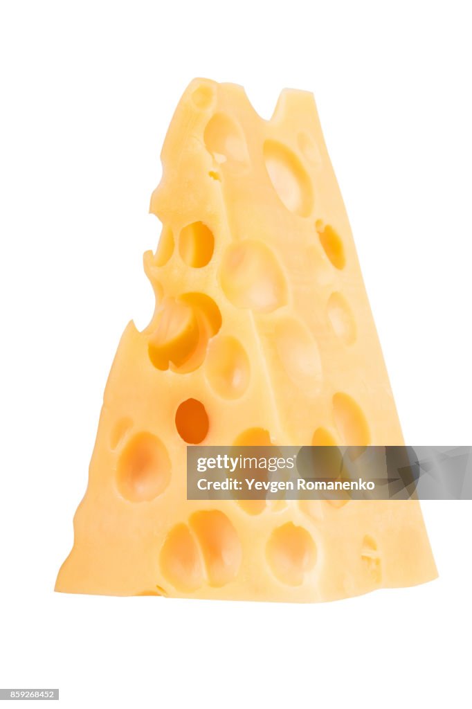Cheese chunk isolated on white background