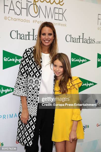 Estefania Luyk and her daugher Aroa attend 'The Petite Fashion Week' Photocall at Cibeles Palace on October 6, 2017 in Madrid, Spain.