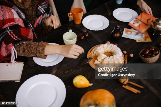 cozy autumn picnic in the garden - nuts magazine stock pictures, royalty-free photos & images