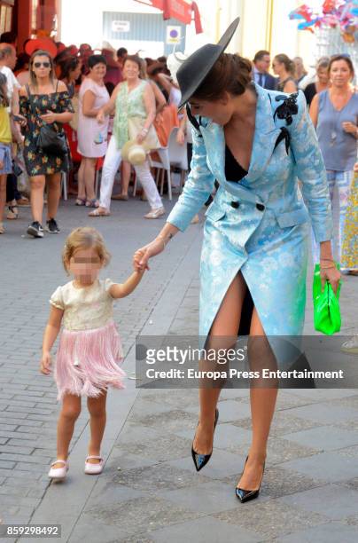 Lourdes Montes and her daughter Carmen Rivera Montes attend Sibi Montes and Alvaro Sanchis's wedding at Parroquia Santa Ana on October 7, 2017 in...