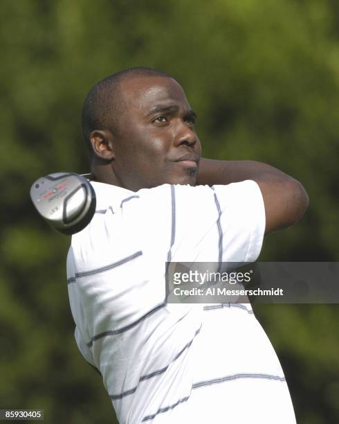 Marshall Faulk competes in the third round of the 2005 Bob Hope Chrysler Classic at LaQuinta Country Club in LaQuinta, California January 28, 2005.