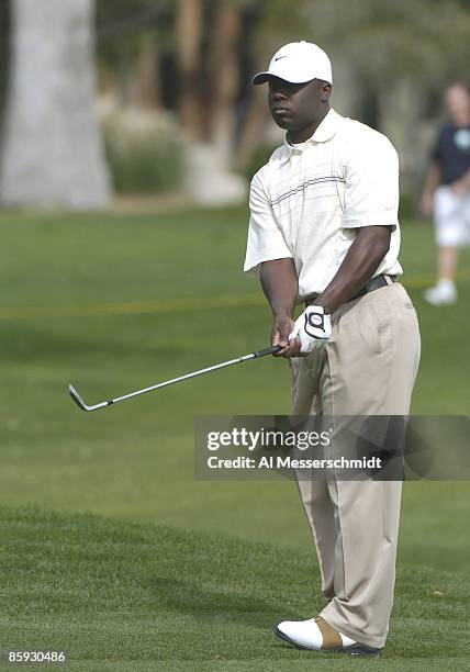 St. Louis Rams running back Marshall Faulk competes in the second round of the 2005 Bob Hope Chrysler Classic at Tamarisk Country Club in Rancho...