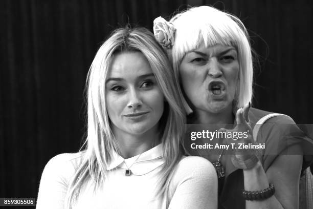 Actress Amy Shiels poses with a fan dressed as Diane during the Twin Peaks UK Festival 2017 at Hornsey Town Hall Arts Centre on October 7, 2017 in...