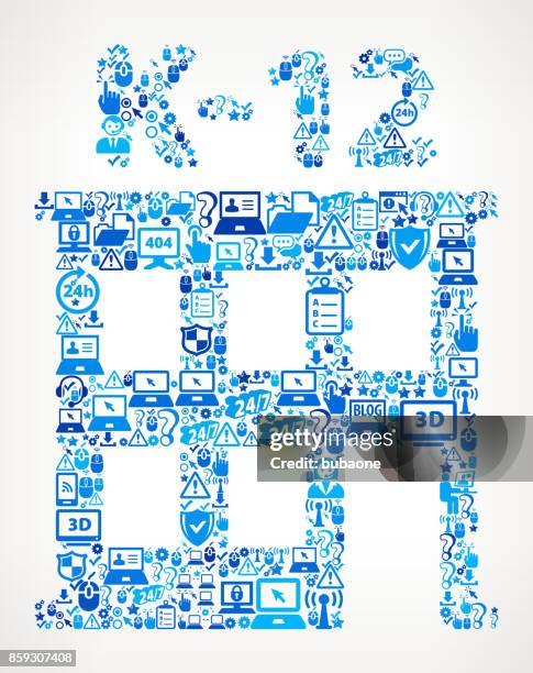 k-12 school tech support vector icon pattern - junior high stock illustrations