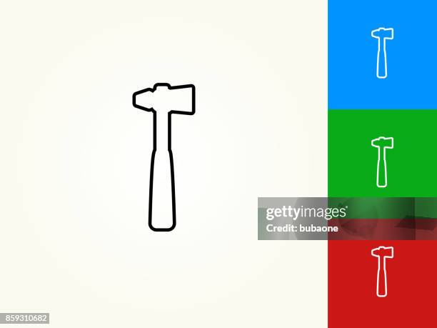 blacksmith cross-peen hammer black stroke linear icon - blacksmith stock illustrations