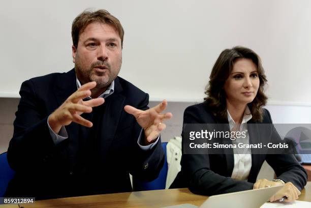 Tomaso Montanari and Anna Falcone during the Press Conference for the relaunch of the political subject of Left: Alleanza popolare per la democrazia...