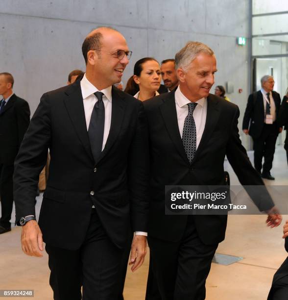 Minister for Foreign Affairs of Italy, Angelino Alfano and Federal Councilor of the Swiss Foreign Affairs Department, Didier Burkhalter attend the...