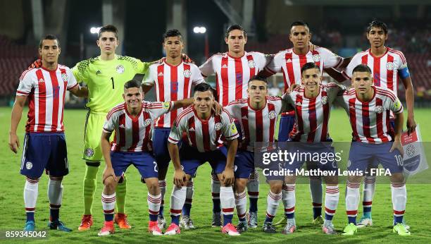 Paraguay line up against New Zealand during the FIFA U-17 World Cup India 2017 group B match between Paraguay and New Zealand at Dr DY Patil Cricket...