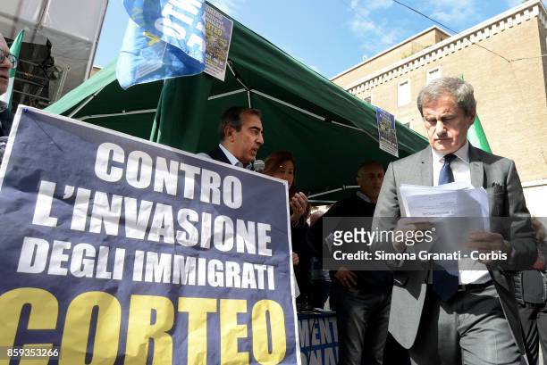 Gianni Alemanno and Maurizio Gasparri promotes a National Movement for Sovereignty demonstration against the "invasion of immigrants" on October 9,...