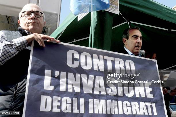 Francesco Storace and Maurizio Gasparri promote a National Movement for Sovereignty demonstration against the "invasion of immigrants" on October 9,...
