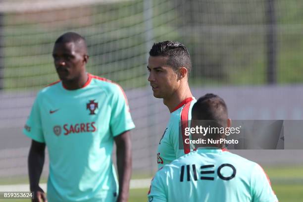 Portugals forward Cristiano Ronaldo in action during National Team Training session before the match between Portugal and Switzerland at City...