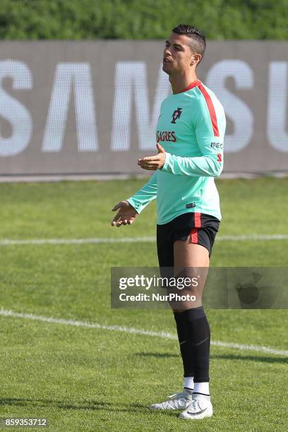 Portugals forward Cristiano Ronaldo in action during National Team Training session before the match between Portugal and Switzerland at City...
