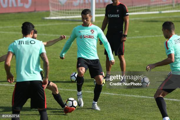 Portugals forward Cristiano Ronaldo in action during National Team Training session before the match between Portugal and Switzerland at City...