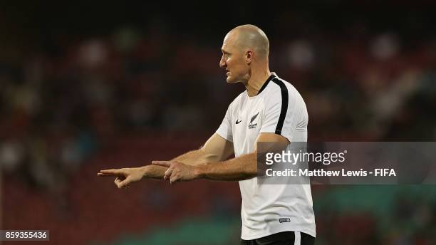Danny Hay, Head Coach of New Zealand in action during the FIFA U-17 World Cup India 2017 group B match between Paraguay and New Zealand at Dr DY...