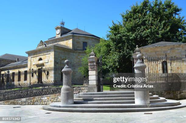 Entrance to The Assembly House , Casa de Juntas in Gernika designed by architect Antonio Echevarría, on 19 June 2017, Vizcaya, Basque Country, Spain.