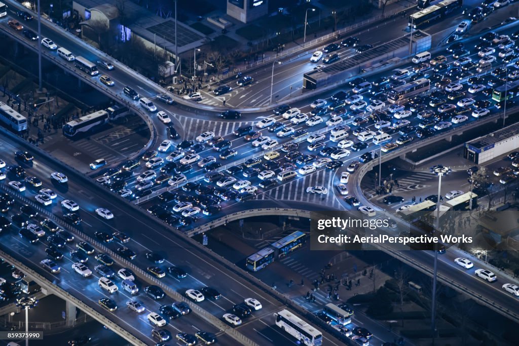 Luchtfoto van Beijing Traffic Jam