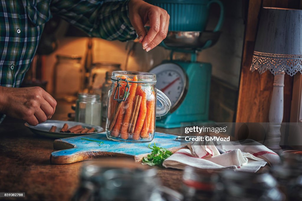Preserving Organic Carrots in Jars