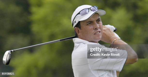 Scott Gardiner, of Australia, tees off on the 13th hole during the final round of the 2005 Nationwide Tour Xerox Classic in Rochester, New York on...