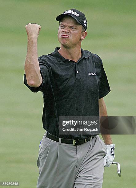 Tjaart van der Walt, South Africa, during the play-off hole in the fourth round of the Buick Championship at Tournament Player Club at River...