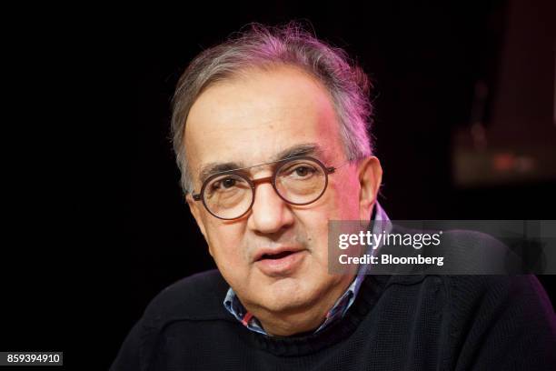 Sergio Marchionne, chief executive officer of Ferrari NV, speaks during a press conference at the New York Stock Exchange in New York, U.S., on...