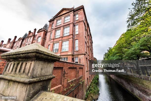 view along canal street in manchester - canal street manchester stock pictures, royalty-free photos & images