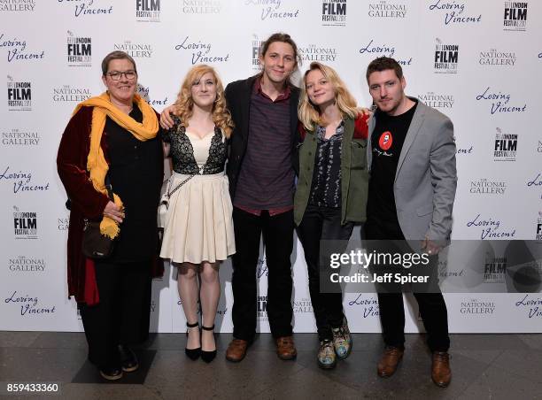 Painters Sarah Wimperis, Sandra Hickey, Mark Boston, Nica Harrison and Seamas O Labhradha attend the UK Premiere of "Loving Vincent" during the 61st...