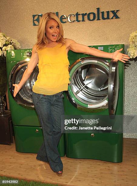 Personality Kelly Ripa launches the new Electrolux limited edition Kelly Green shade at Banchet Florist on April 13, 2009 in New York City.