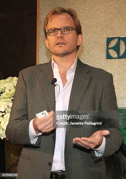 Global Green USA, CEO, Matt Petersen launches the new Electrolux limited edition Kelly Green shade at Banchet Florist on April 13, 2009 in New York...