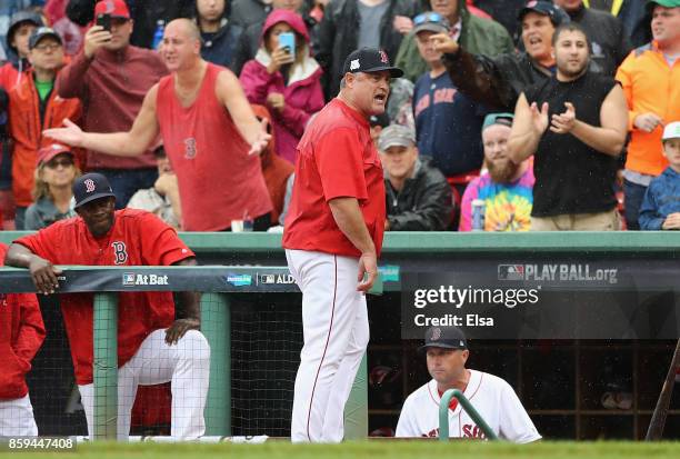 Manager John Farrell of the Boston Red Sox argues a call in the second inning and is ejected from game four of the American League Division Series...