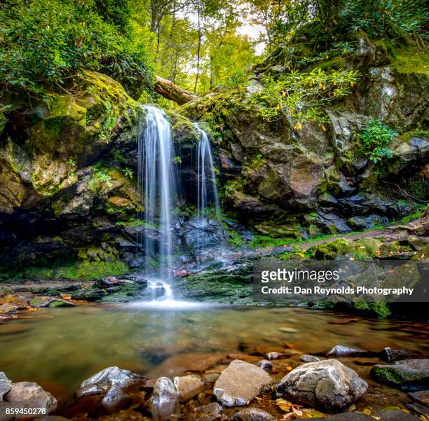 waterfall in mountain setting-square - appalachia stock-fotos und bilder