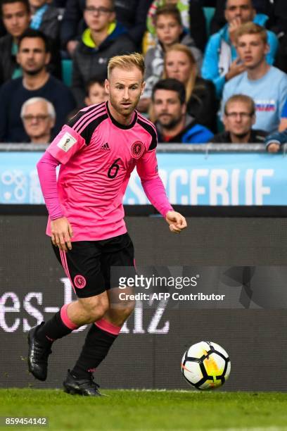 Scotland's Barry Bannan controls the ball during the FIFA World Cup 2018 qualification football match between Slovenia and Scotland at Stadium...